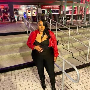 Red Jacket and Black Outfit